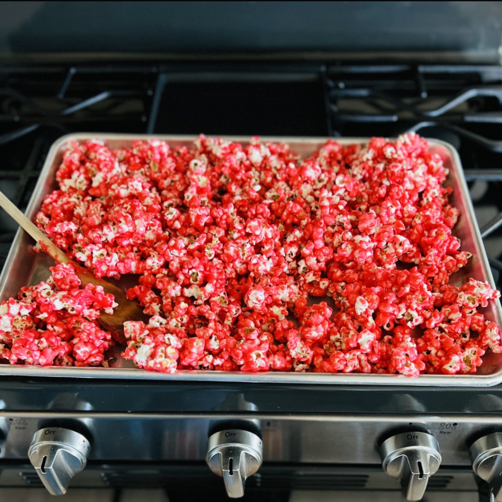 warm popcorn